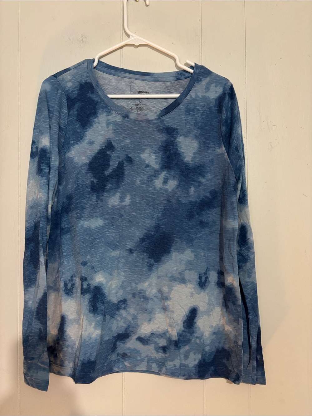 Sonoma Blue Tie-Dye Long Sleeve Scoop Neck Top
